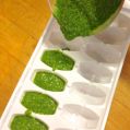 Freeze pesto in ice cube trays